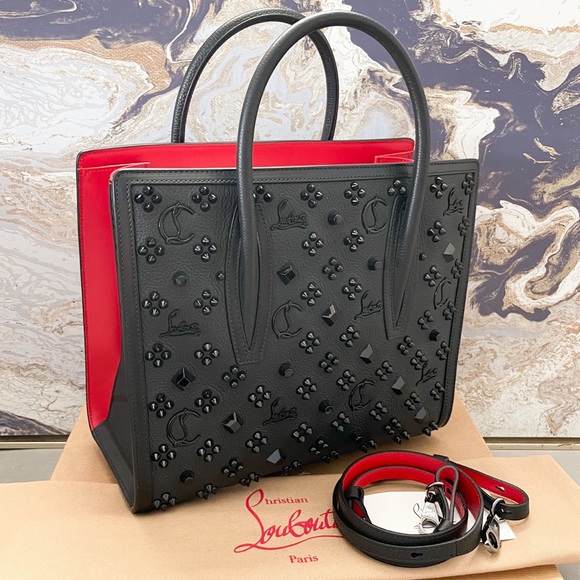 Christian Louboutin Handbags - Christian Louboutin Medium Paloma Calfskin Spikes Loubinthesky Black Tote